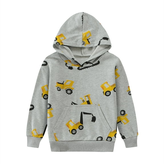 CM-Kid Toddler Boys Cotton Hoodie Pullover Truck Sweatshirts with Pocket Casual Long Sleeve Tops 4t