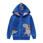 POPTEM Toddler Boys Dinosaur Hoodies Sweatshirts Cotton Sweater Front Zip-up Casual Outwear 2T