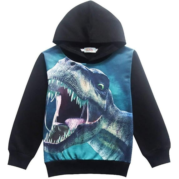POPTEM Toddler Boys Sweatshirt 3D Dinosaur Print Long Sleeve Outdoor Hoodies Clothes for Kids 5T