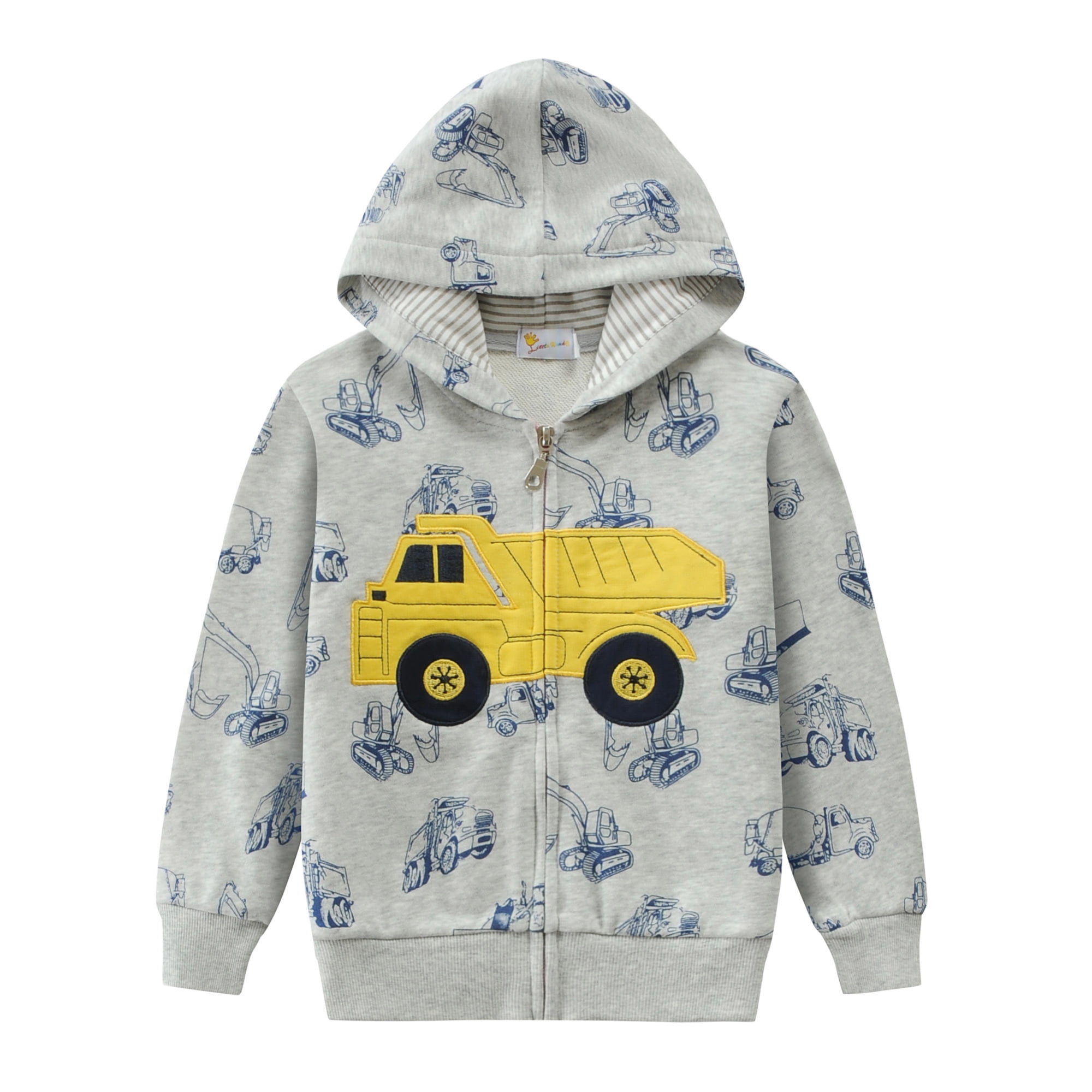 CM Kid Toddler Boys Hoodie Front Zipper Truck Sweatshirt Hood