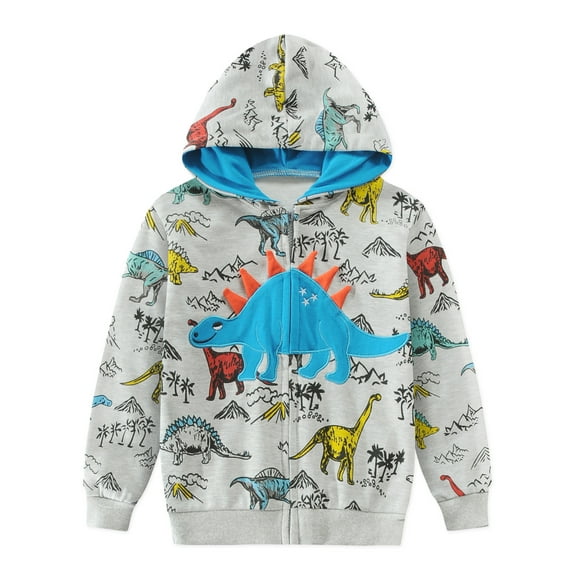 Zip Up Hoodie Toddler Jacket Boys Hoodies Long Sleeve Dinosaur Graphic Hoodies Kids Clothes 2T