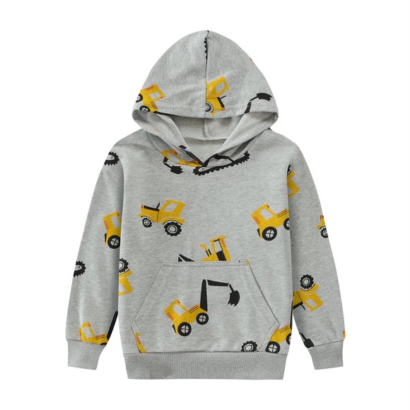 CM-Kid Toddler Boys Truck Hoodie Pullover Cotton Sweatshirts with Pocket Casual Long Sleeve Tops 2t