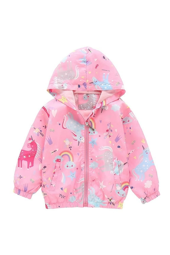 Toddler Girl Windbreaker Hooded Casual Long Sleeve Zip Up Jacket Pink 5T
