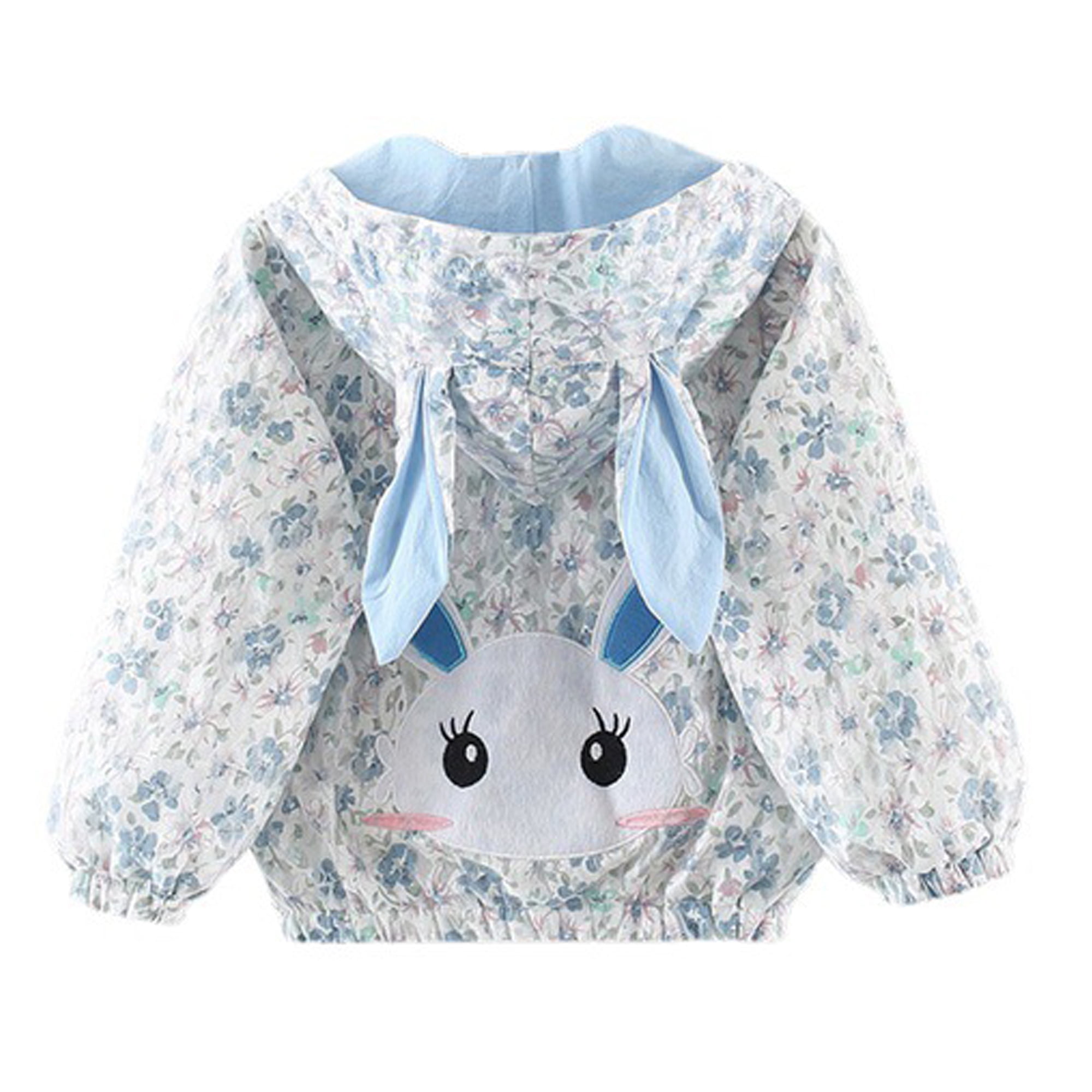 POPTEM Toddler Girl Windbreaker Long Sleeve Bunny Zip Up Lightweight