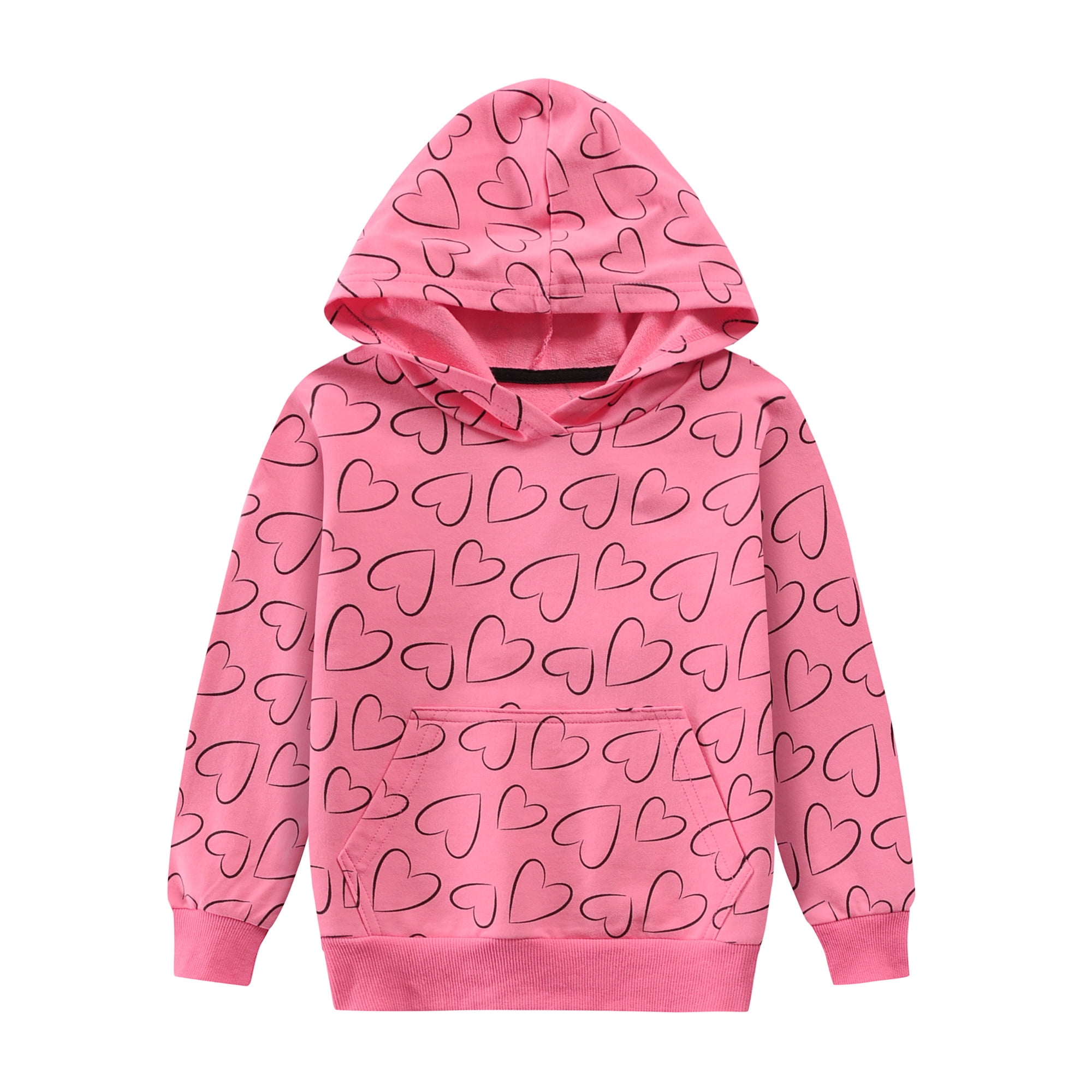 New Baby Girl Sweat Shirt With Hoddie In Fleece Stuff In Pink Color Design Heart From 6M To 4 Years