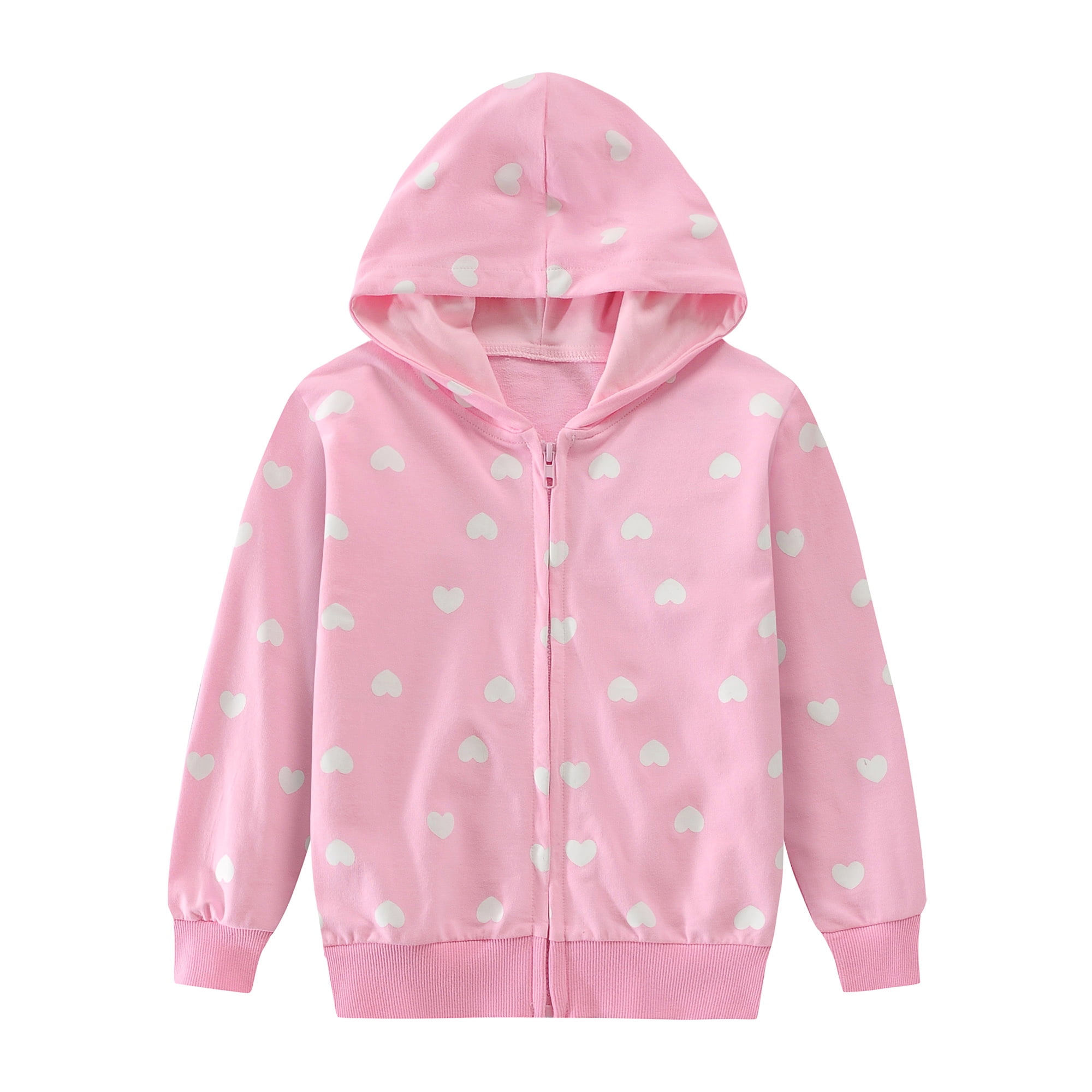 CM-Kid Toddler Girls Clothes Pink Hoodie Sweatshirts Heart Print