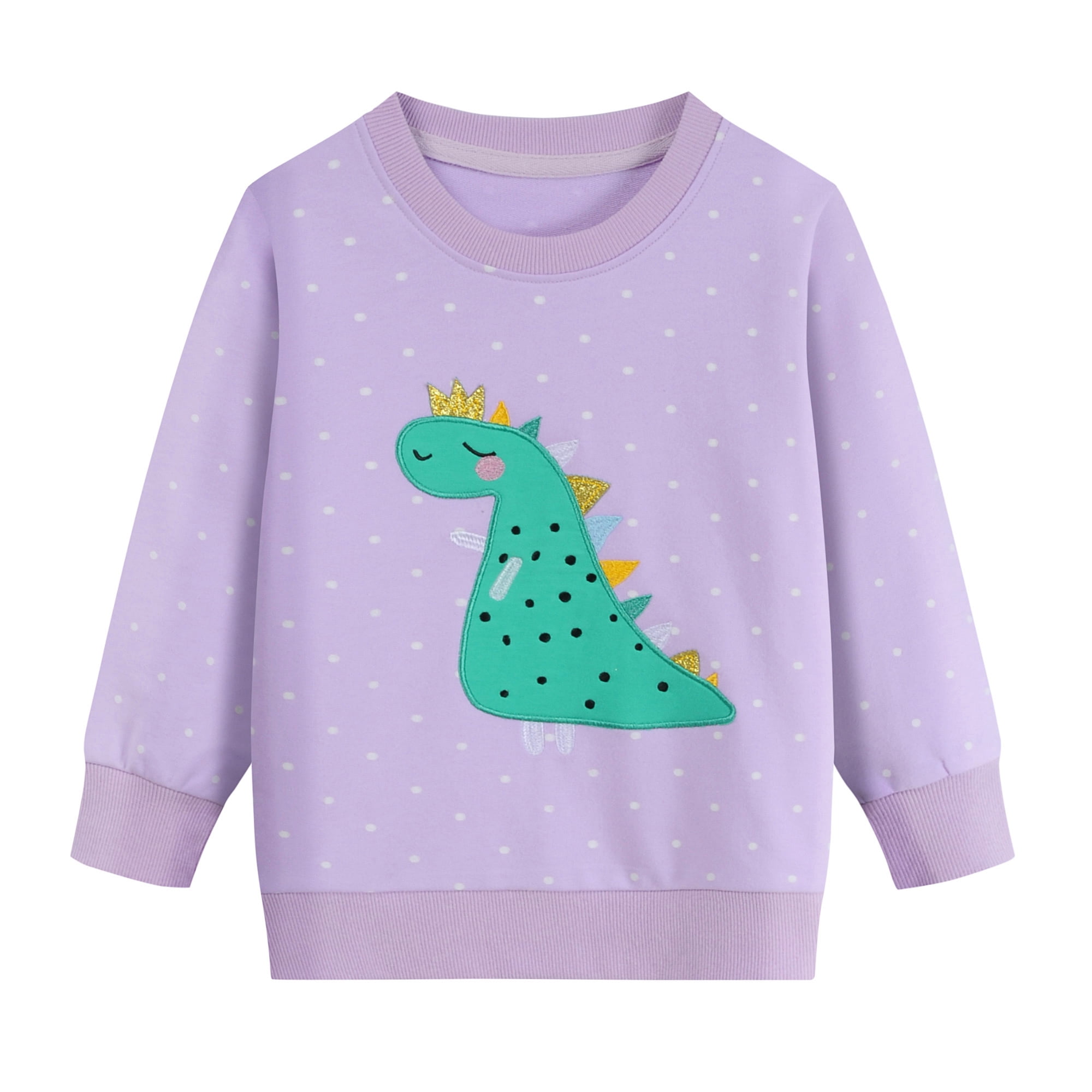 CMKid Toddler Girls Dinosaur Sweatshirt Dot Sweater Cotton Pullover Long Sleeve Shirt Casual