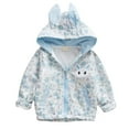 thumbnail image 1 of POPTEM Toddler Girls Hoodie Long Sleeve Lightweight Bunny Zipper Jacket For Summer Blue 2T, 1 of 5