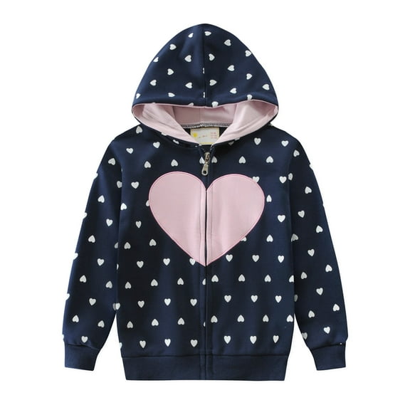 CM-Kid Toddler Girls Hoodies Zip-Up Sweatshirts Cotton Jacket Casual Zip Hooded Outwear Sweater 4t