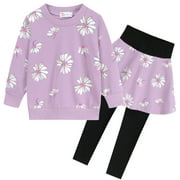 POPTEM Toddler Girls Outfit Sets Sweatshirt and Leggings Sets Long Sleeve 2-Piece Girls Clothes 5T