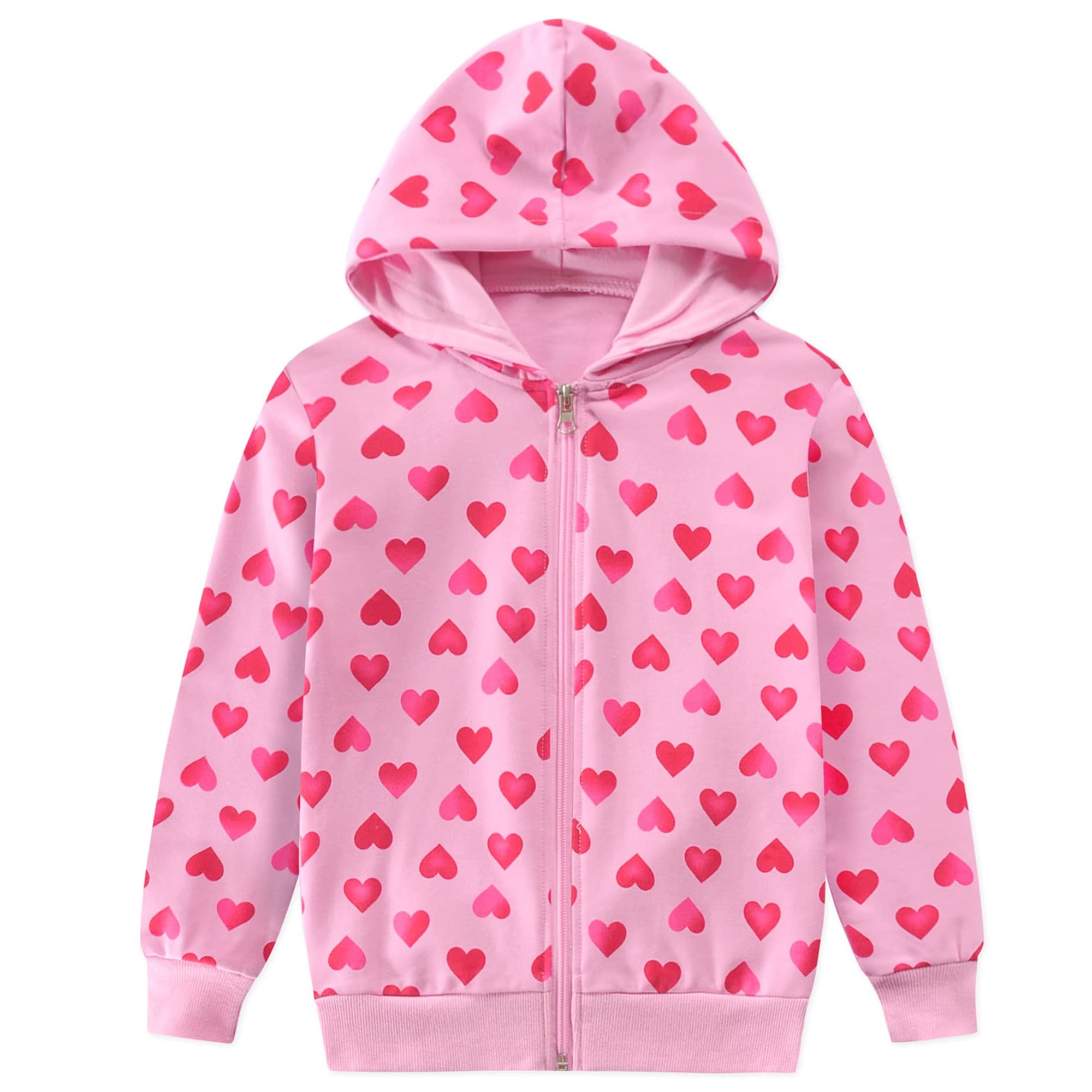 POPTEM Toddler Girls Pink Hoodie Sweatshirts Valentine's Day Heart