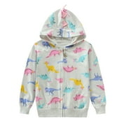 CM-Kid Toddler Girls Sweatshirt Zipper Dinosaur Hoodie Cotton Hooded Casual Outwear Jacket 3T