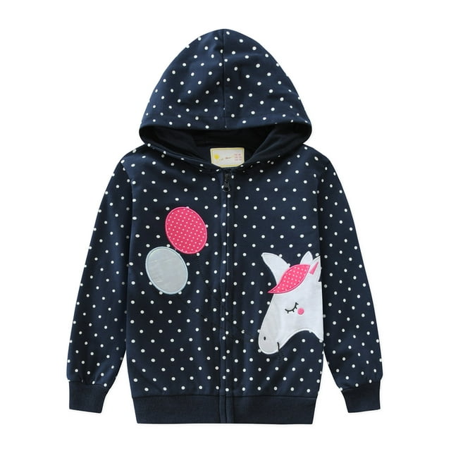 CMKid Toddler Girls Zip Up Hoodies Cotton Sweatshirts Winter Outwear Unicorn Print Zipper