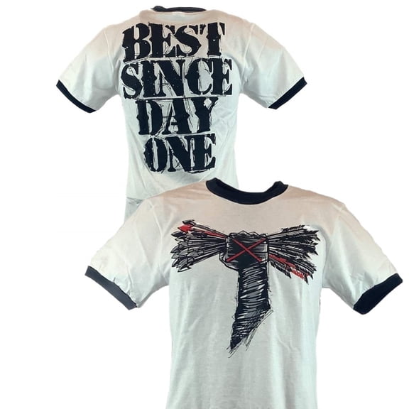 CM PUNK Best Since Day One Mens White Ringer T-shirt XL