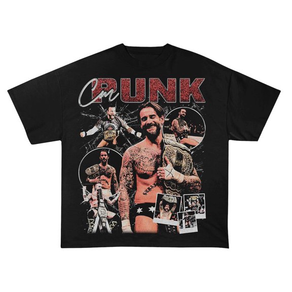 CM Punk 90s Vintage Bootleg T-shirt,Black Color,Size M