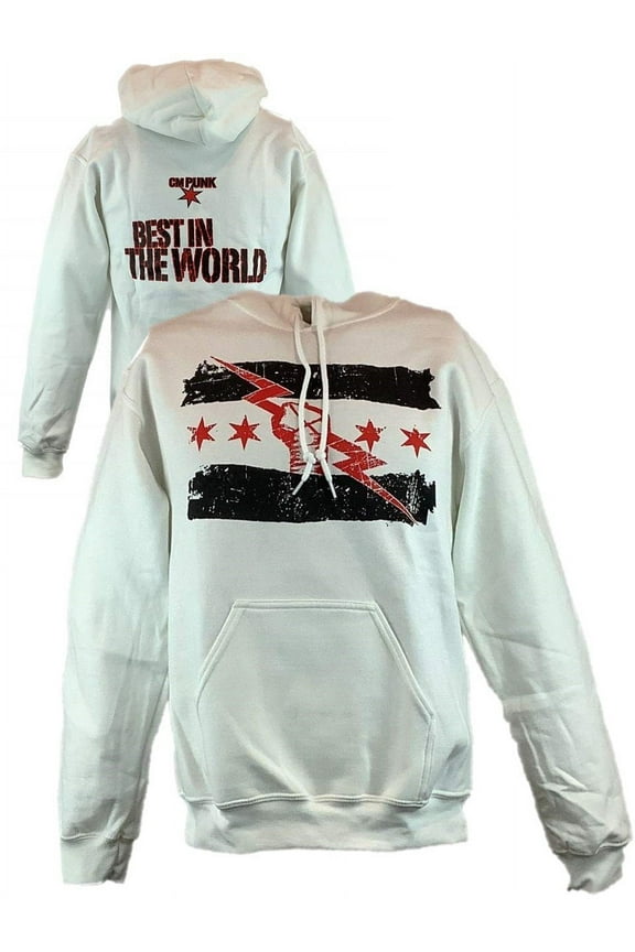 CM Punk Best In The World White Pullover Hoody Sweatshirt New XXL