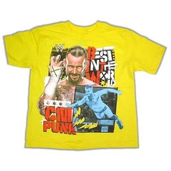 CM Punk Boys Kids Yellow GTS WWE T-shirt Boys 5/6