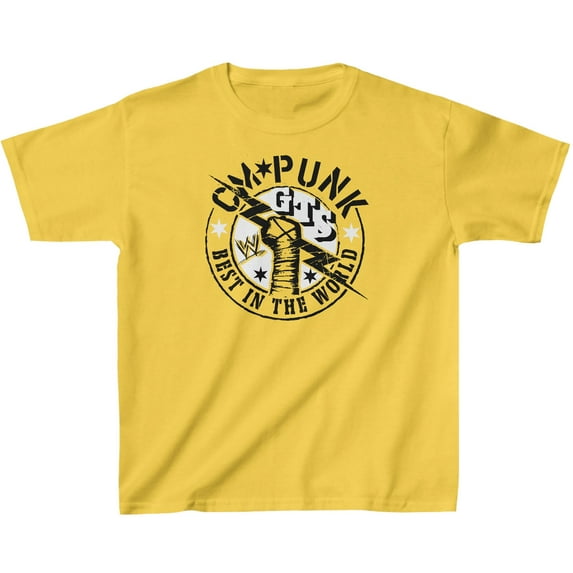 CM Punk GTS Best In The World Yellow WWE Kids T-shirt Boys Boys 4
