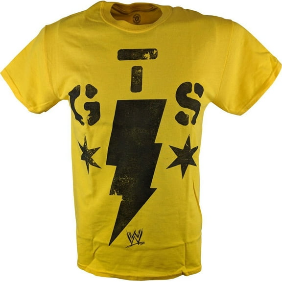 CM Punk GTS Lightning Stars Yellow WWE Mens T-shirt S