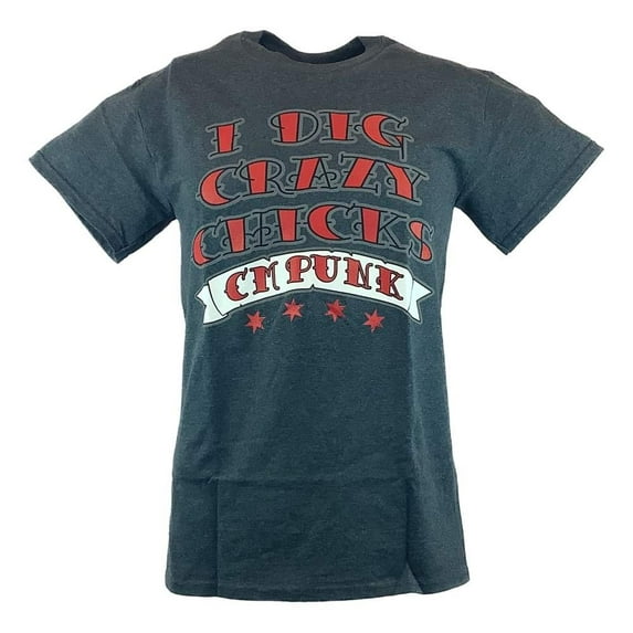 CM Punk I Dig Crazy Chicks Mens Gray T-shirt 5XL