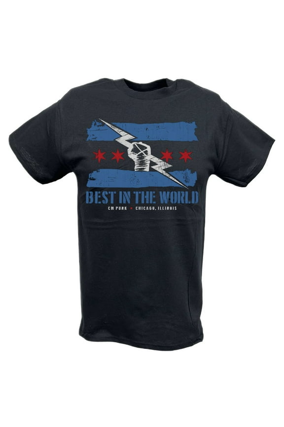 CM Punk Return Blue Logo Flag Chicago T-shirt