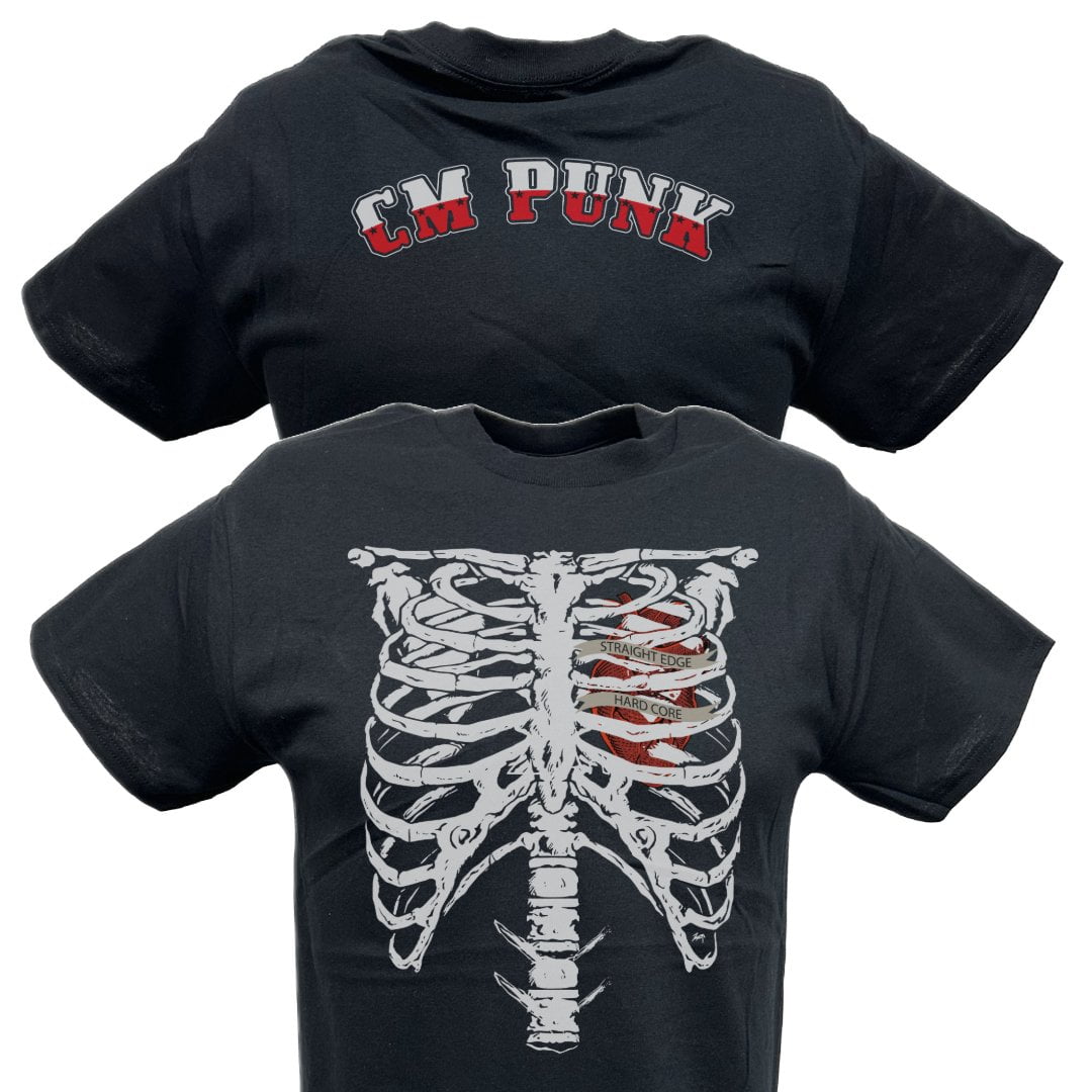 CM Punk Ribs Straight Edge Hard Core Mens Black T-shirt 4XL