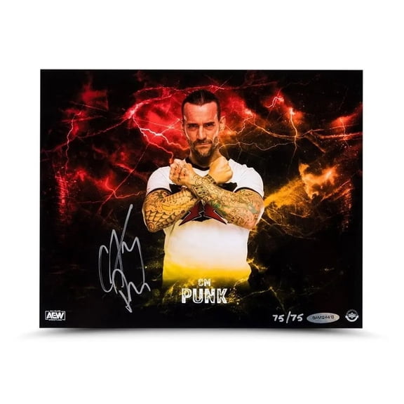 CM Punk Signed Autographed 8x10 Photo Power AEW All Elite Wrestling Champ UDA /75