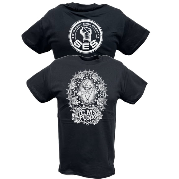 CM Punk Straight Edge Society SES Mens Black T-shirt 3XL