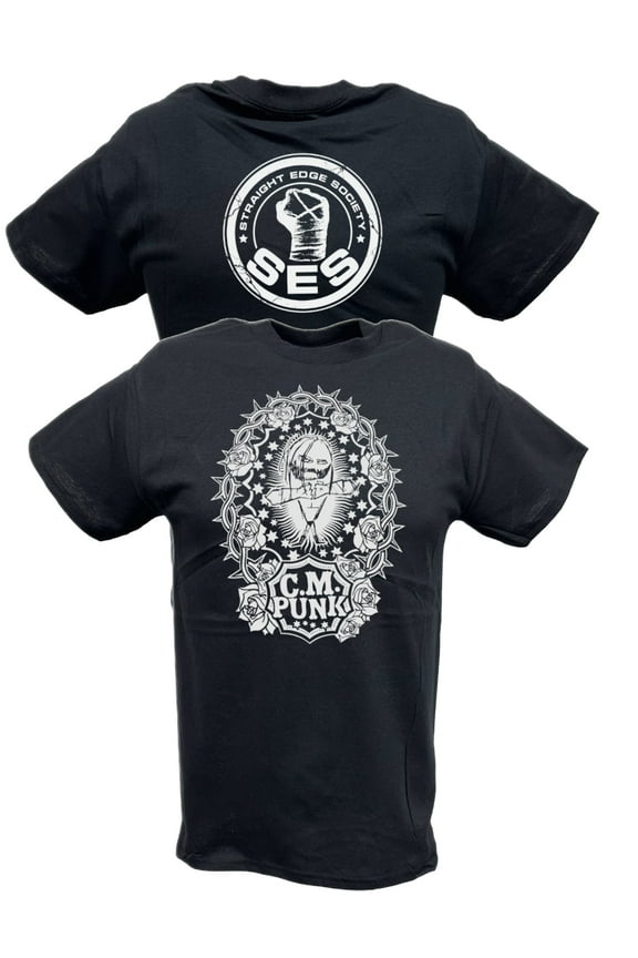 CM Punk Straight Edge Society SES Mens Black T-shirt 3XL