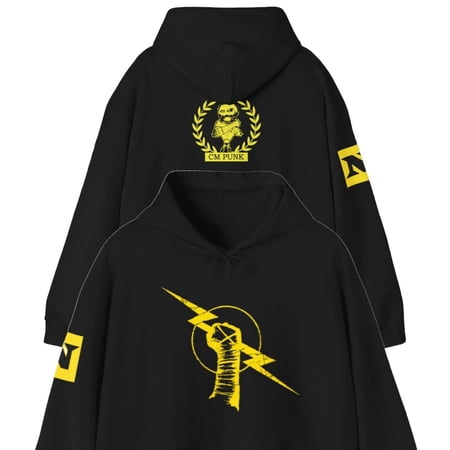 CM Punk Uprising Black Pullover Hoody Sweatshirt New L