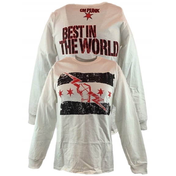 CM Punk White Best In The World Long Sleeve T-shirt M