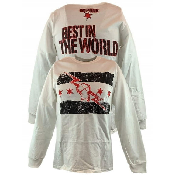 CM Punk White Best In The World Long Sleeve T-shirt XL