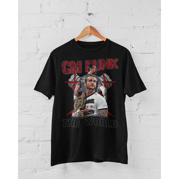 CM Punk Wrestling Vintage 90s Retro Graphic Collage T-Shirt