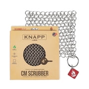 CM SCRUBBER Knapp Made Original 4" Cast Iron Scrubber- Chainmail Scrubber for Cast Iron Pans, Hard Anodized Cookware and Other Pots. Stainless Steel Cast Iron Cleaner.