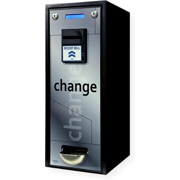 CM1250 Dollar Bill Change Machine, Large Coin Hopper 1000 Count Coin Capacity (Quarters), Capable of Dispensing Tokens 0.984 to 0.955 Inches, Reliable Rotary Delivery System, Dual Locking System