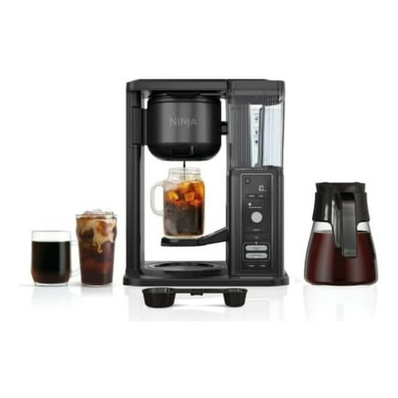CM360 Hot and Ice, 10-Cup Coffee Maker, Single Serve or Drip Coffee Maker with 4 Brew Styles, 6 Brew Sizes, Built-in Water Reservoir, Glass Carafe, Black