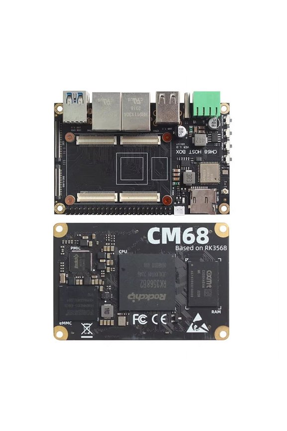 CM68 Host Box & CM68 Core Board -Compatible Output 2x1000M Ethernet 5xUSB Port -A55 CANBus for Klipper,Black