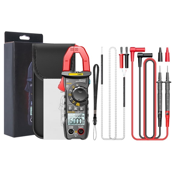 CM82 Clamp Multimeter Measures AC DC Current Voltage Resistance Capacitance Frequency Temperature with True RMS and NCV Sensing (Red)