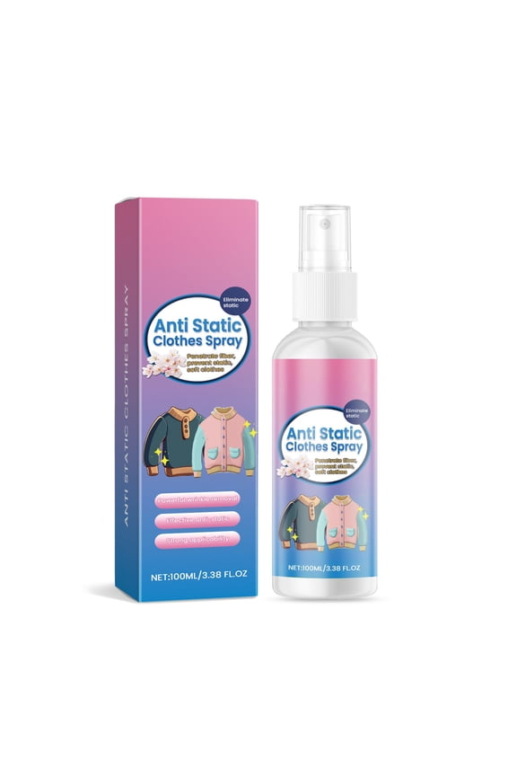 Anti Static Spray for Clothes | 100ML Wrinkle Releaser & Odor Eliminator | Safe for Clothing, Furniture, Hair & Fabric | Leaves Fiber Static Away | How to Use in Office, Car & Home
