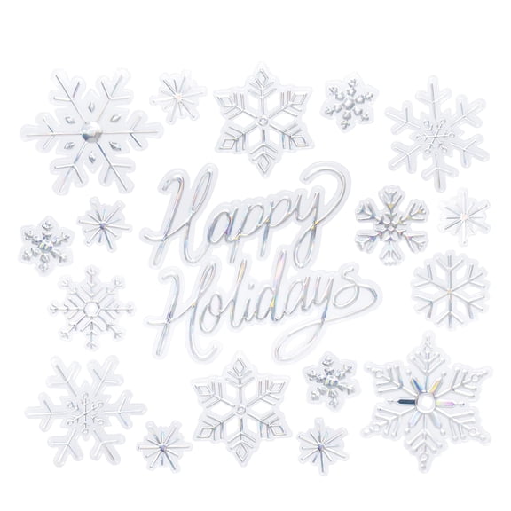 Snowflake Window Bling Clings, Silver, 12" x 12", by Holiday Time