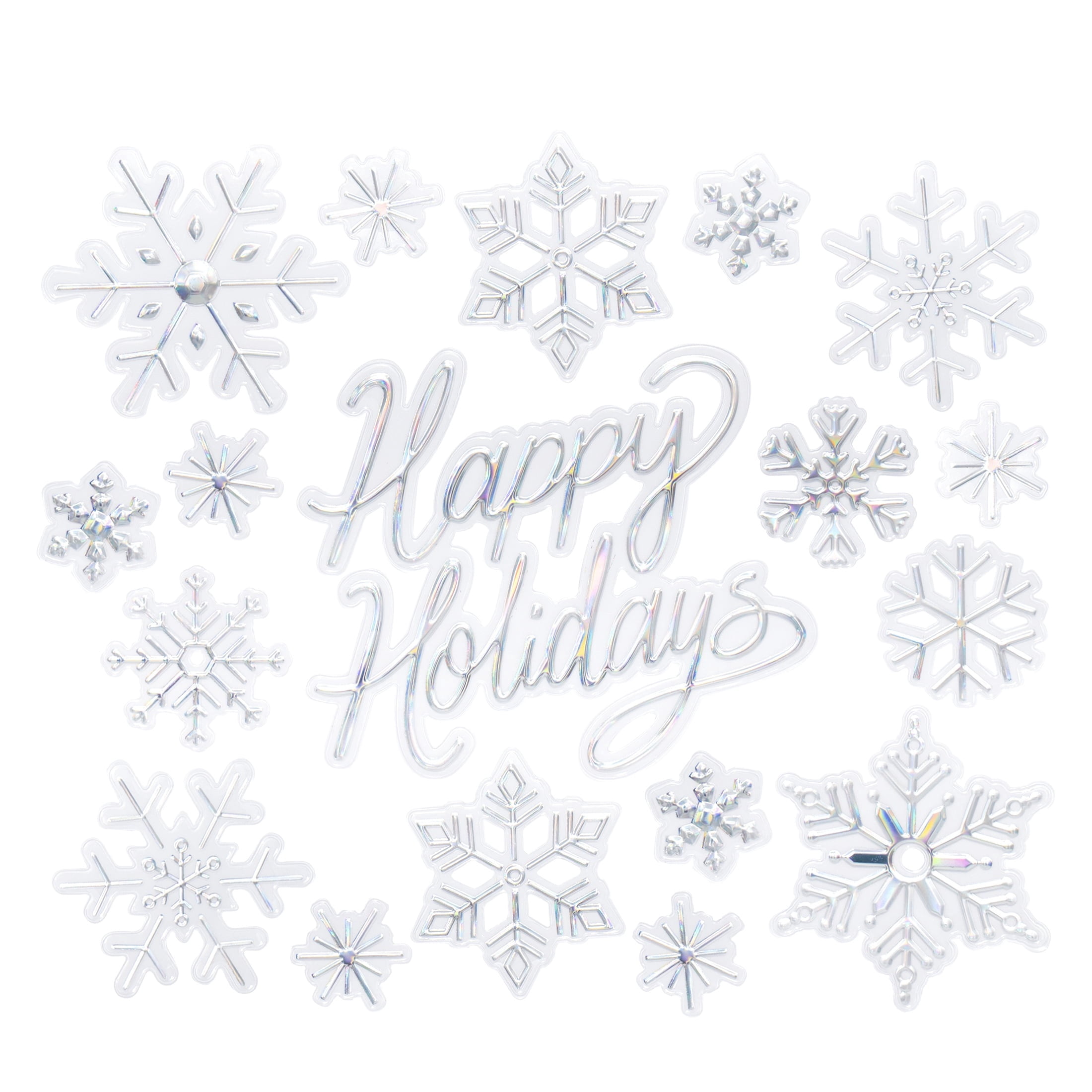 Snowflake Window Bling Clings, Silver, 12" x 12", by Holiday Time