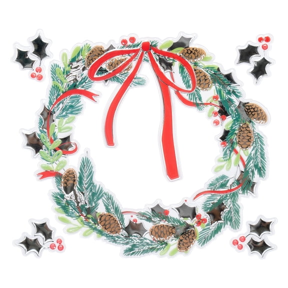 Christmas Wreath Window Bling Clings, Multicolor, 12" x 12", by Holiday Time