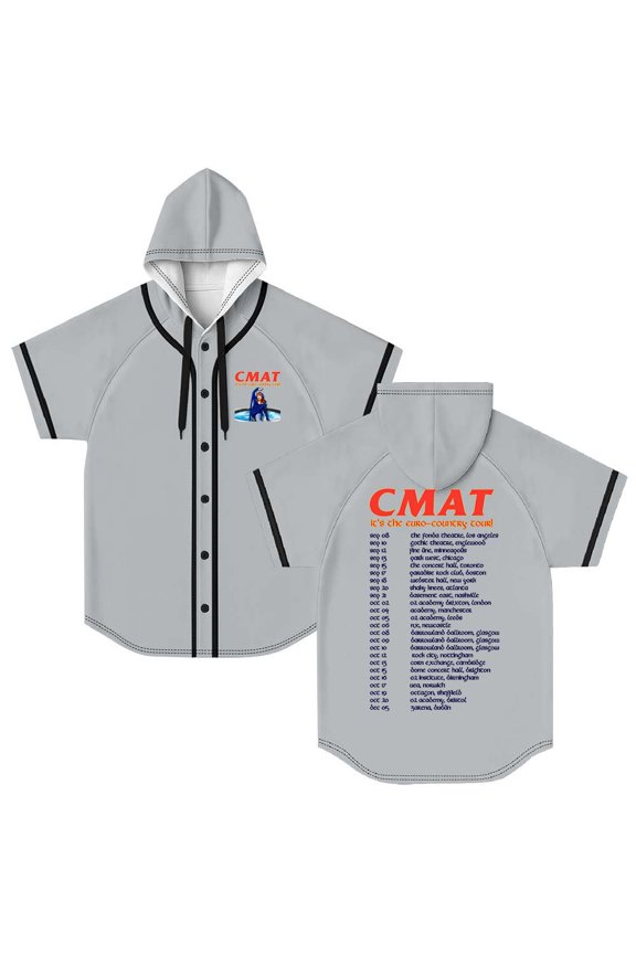 CMAT It's the Euro-Country Tour 2025 Merch Hooded Baseball Jersey Short Sleeve Shirt Women Men Crewneck Tee