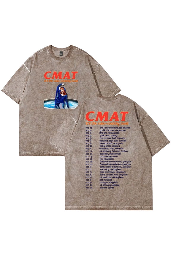 CMAT It's the Euro-Country Tour 2025 Merch T-Shirt Cotton Wash Tee Women Men Short Sleeve Casual Crewneck Tee