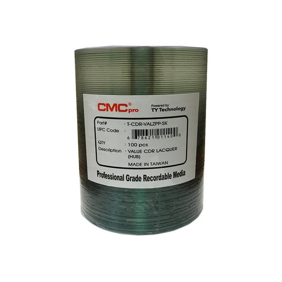 CMC Pro Value Shiny Lacquer - 100 x CD-R - 700 MB (80min) 48x - silver - thermal transfer printable surface, printable inner hub, silkscreen printable surface - brick