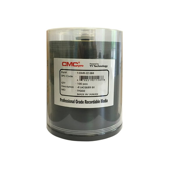 CMC Pro Shiny Silver Lacquer - 100 x DVD-R - 4.7 GB 8x - silver - ink jet printable surface, thermal transfer printable surface, printable inner hub - spindle