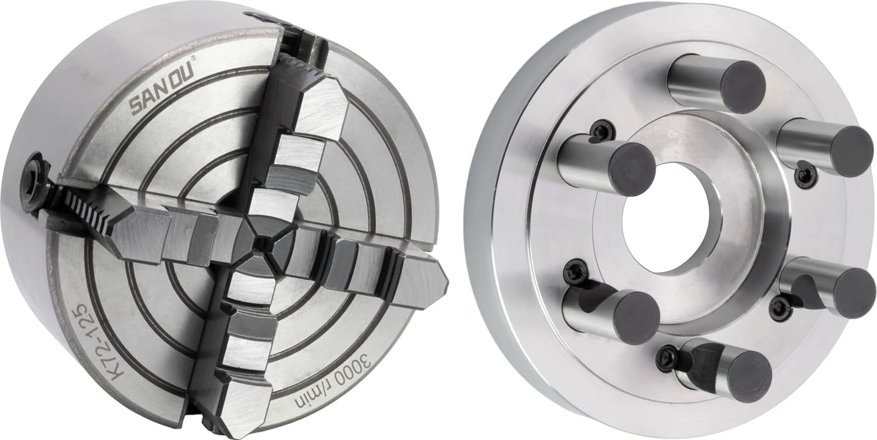 CME 5" 4Jaw Lathe Chuck With D15 Camlock SemiFinished Backing Plate