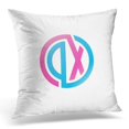 thumbnail image 1 of CMFUN Abstract Dx Initial Letters Linked Circle Pink Blue Alphabet Pillow Case Pillow Cover 20x20 inch, 1 of 1