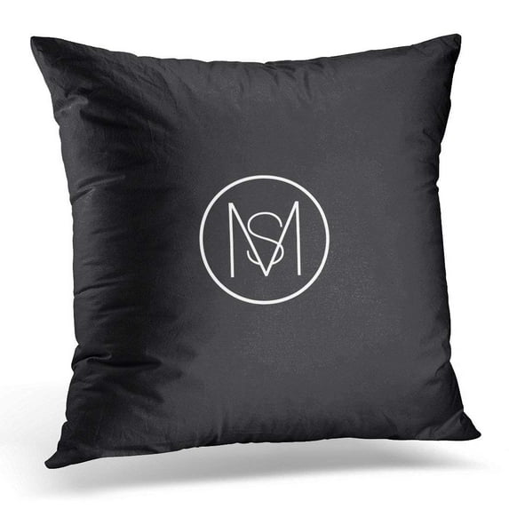 CMFUN Abstract Modern Creative Connected Circular Shaped Artistic Black and White Color Ms Sm M Initial Based Pillows case 20x20 Inches Home Decor sofa Cushion cover