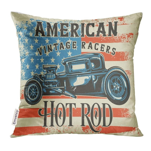 CMFUN American Design Hot Rod Raster Copy Antique Pillow Case 16x16 Inches Pillowcase